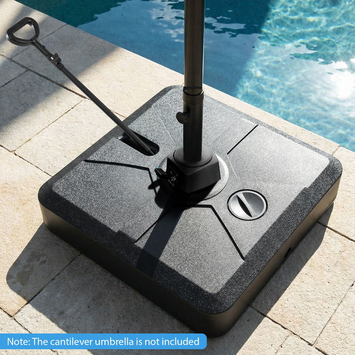 Cantilever Umbrella Base with Wheels and Retractable Pull Rod 150 kg Water and Sand-
