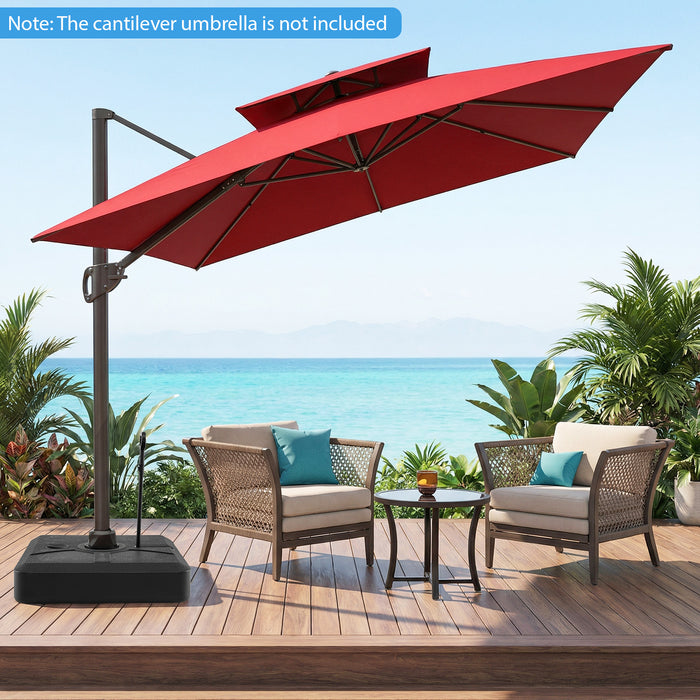 Cantilever Umbrella Base with Wheels and Retractable Pull Rod 150 kg Water and Sand-