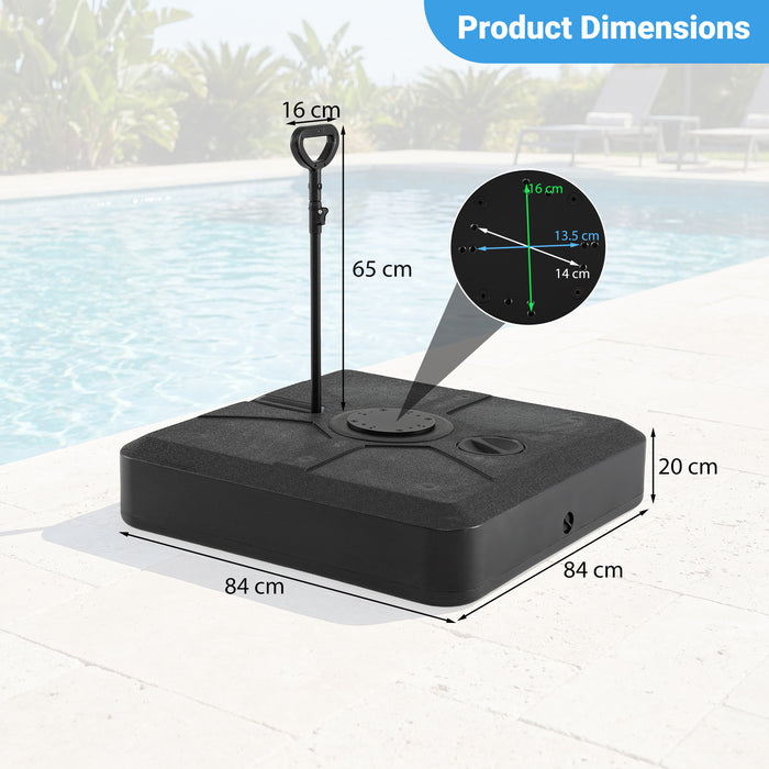 Cantilever Umbrella Base with Wheels and Retractable Pull Rod 150 kg Water and Sand-