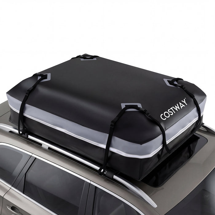 Car Rooftop Cargo Carrier Waterproof Heavy-Duty PVC Roof Bag Storage Bag-Grey-