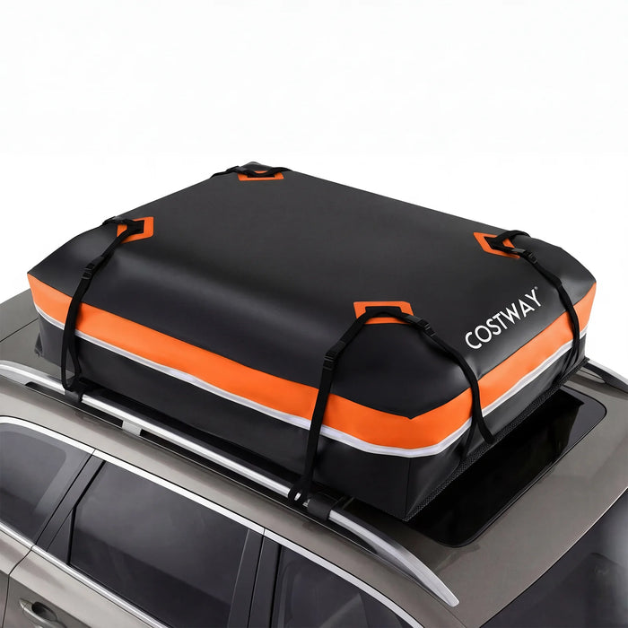 Car Rooftop Cargo Carrier Waterproof Heavy-Duty PVC Roof Bag Storage Bag-Orange-