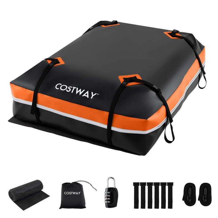 Car Rooftop Cargo Carrier Waterproof Heavy-Duty PVC Roof Bag Storage Bag-Orange-