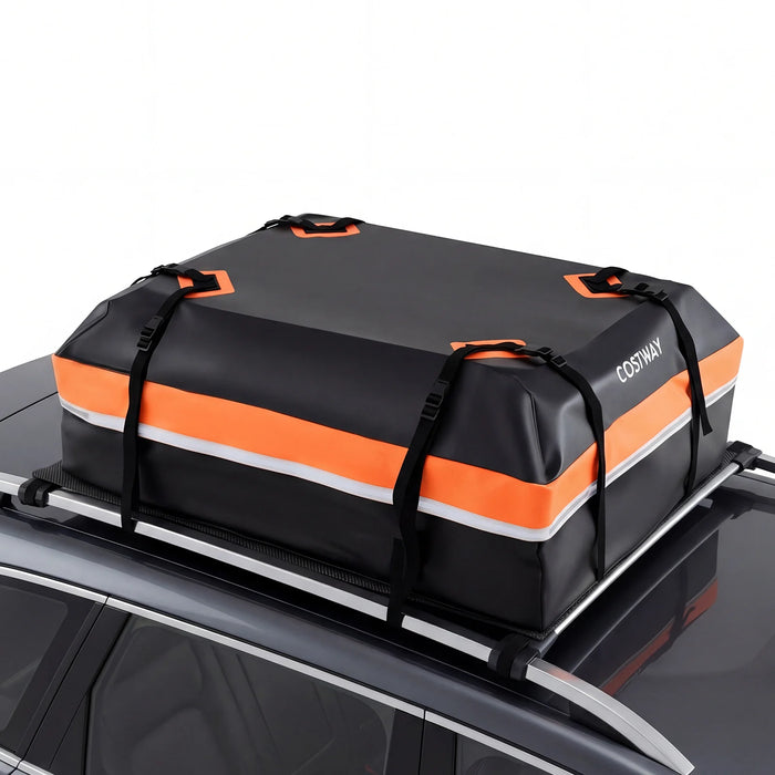 Car Rooftop Cargo Carrier Waterproof Heavy-Duty PVC Roof Bag Storage Bag-Orange-