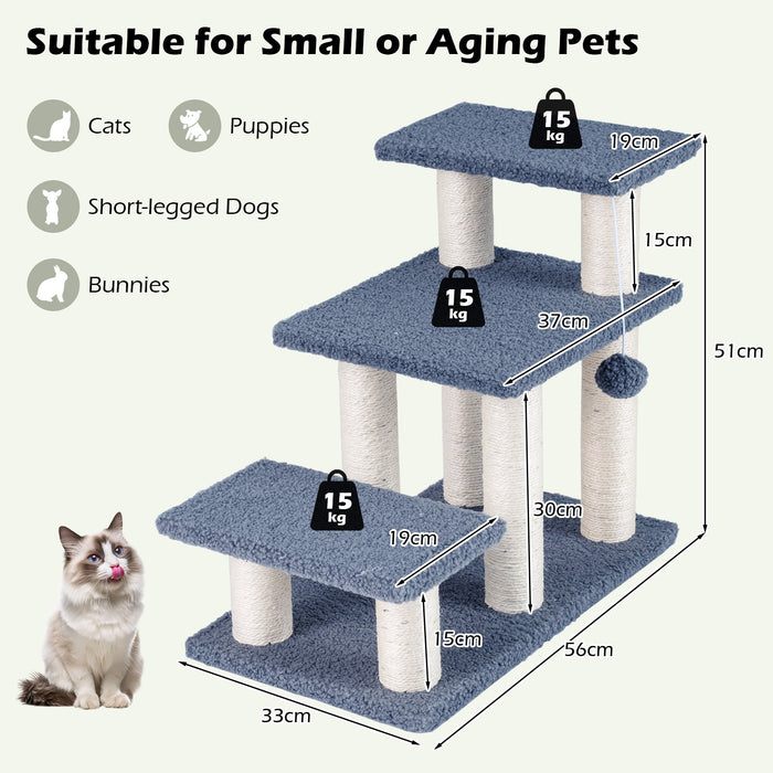 Cat Stairs 2-in-1 Cat Tree Tower Pet Steps with Sisal Scratching Posts-