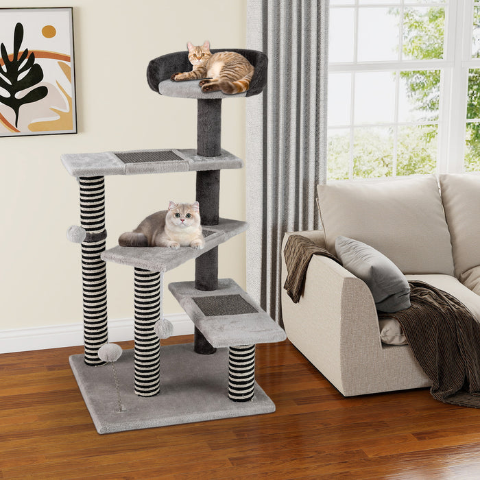 Cat Tree Kitten Tower 5-Level Cat Stairs with Sisal & Jute Scratching Posts and Mats-