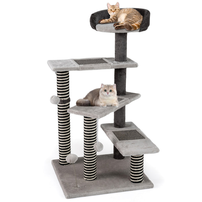 Cat Tree Kitten Tower 5-Level Cat Stairs with Sisal & Jute Scratching Posts and Mats-