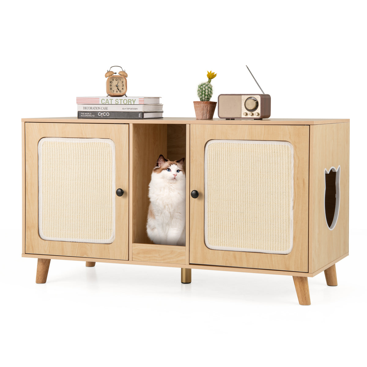 Cat Litter Box Enclosure for 2 Cats Hidden Cat Washroom Furniture-