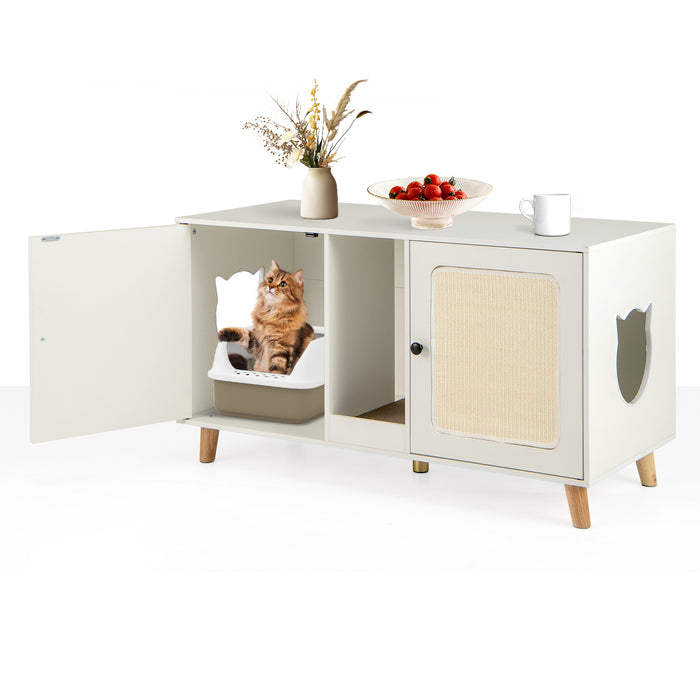 Cat Litter Box Enclosure for 2 Cats Hidden Cat Washroom Furniture-