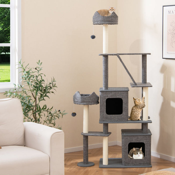180CM Tall Cat Tree Multi-Level Large Cat Tower with Scratching Posts-