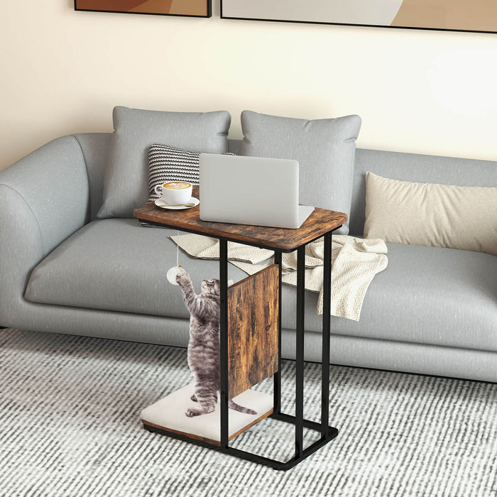 Feline Playhouse - Cat Tree and End Table Combo with Scratching Board and Cushion - Ideal Furniture for Playful and Restful Cats