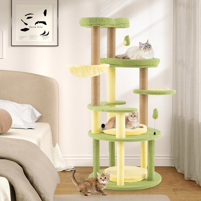 Multi-level Cat Tree with Wide Perch and Rotatable Basket-