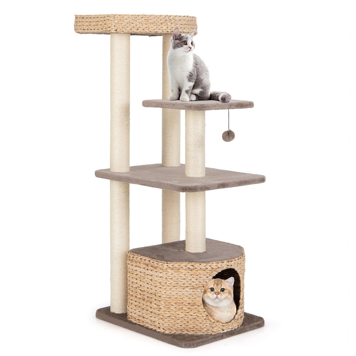 Cattail Cat Tower with Sisal Scratching Posts Perch Condo and Dangling Ball-