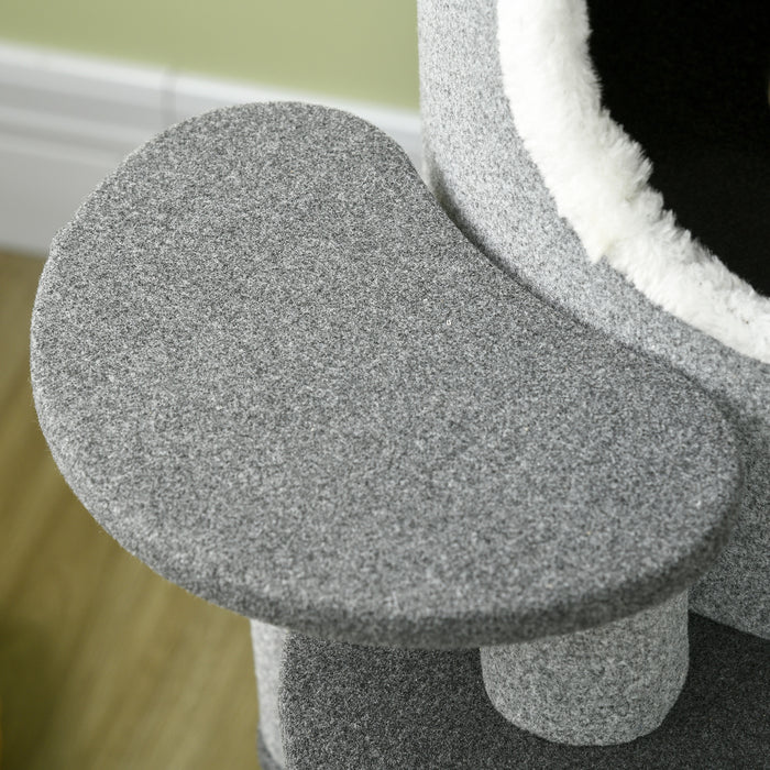 Barrel Shaped Cat Tree with Sisal Scratching Posts - Multi-Level Playground with Cat Bed & Platforms, Hanging Toy - Perfect for Scratching, Climbing, and Napping