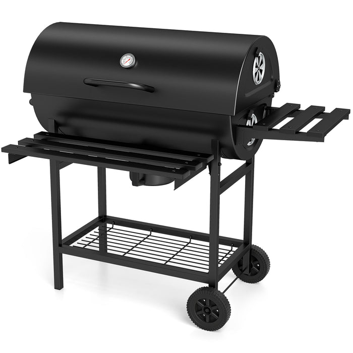 Charcoal BBQ Grill Outdoor Smoker Grill Combo with Thermometer-