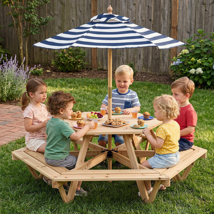 Children Activity Table with Chairs and Umbrella for Backyard or Patio Use-