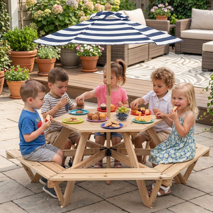 Children Activity Table with Chairs and Umbrella for Backyard or Patio Use-