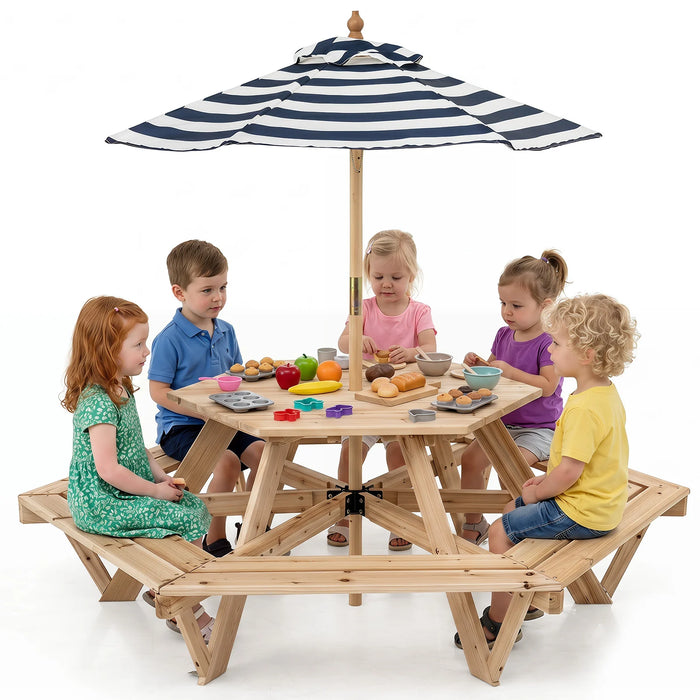 Children Activity Table with Chairs and Umbrella for Backyard or Patio Use-