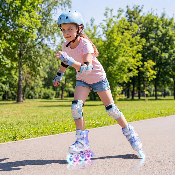 Children Roller Blades with Full Light Up PU Wheels and Brake for Beginners-