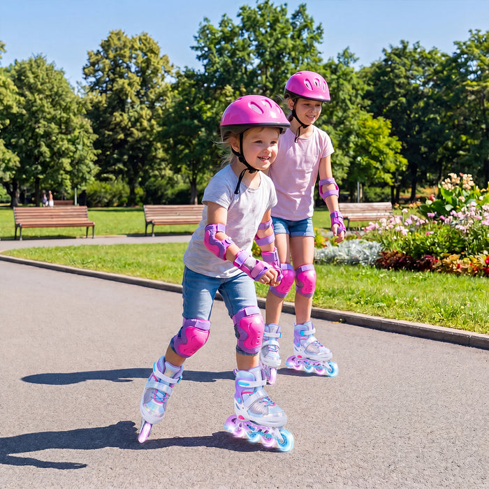 Children Roller Blades with Full Light Up PU Wheels and Brake for Beginners-