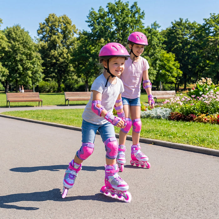 Children Roller Blades with Full Light Up PU Wheels and Brake for Beginners-