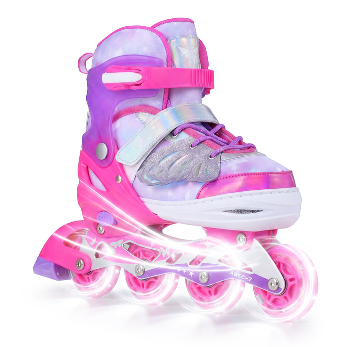 Children Roller Blades with Full Light Up PU Wheels and Brake for Beginners-