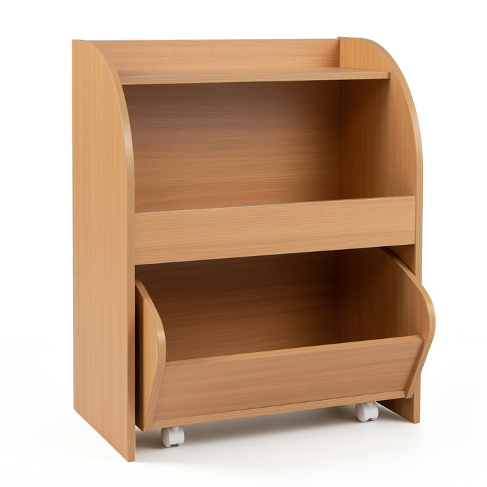 Children’s Toy Storage Shelf with 2 Open Shelves and a Wheeled Drawer for Children’s Bedroom-