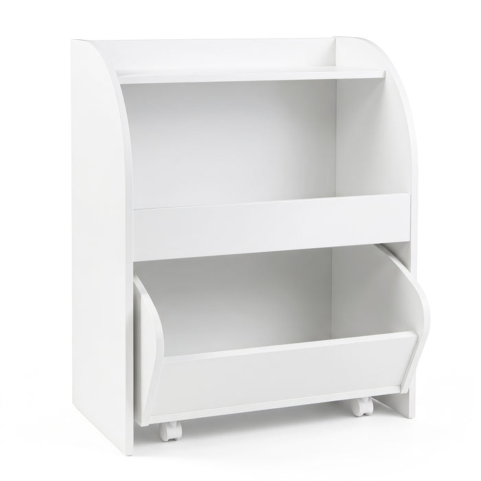 Children’s Toy Storage Shelf with 2 Open Shelves and a Wheeled Drawer for Children’s Bedroom-