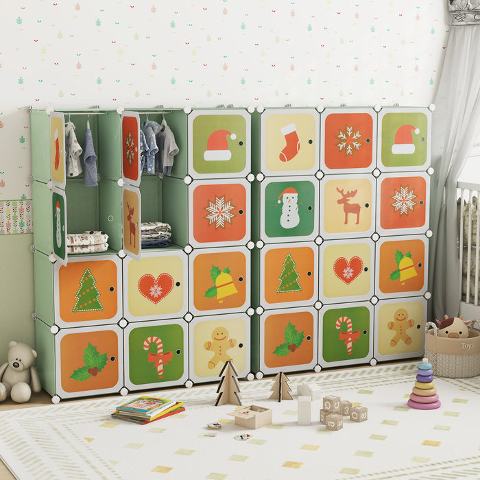 Children 12-Cube Wardrobe Baby Dresser Kids Bedroom Armoire-