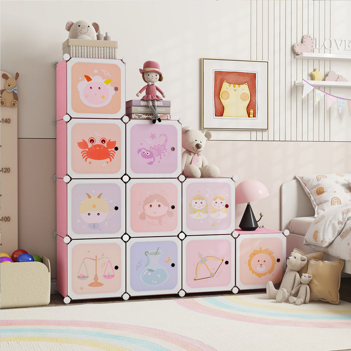 Children 12-Cube Wardrobe Baby Dresser Kids Bedroom Armoire-