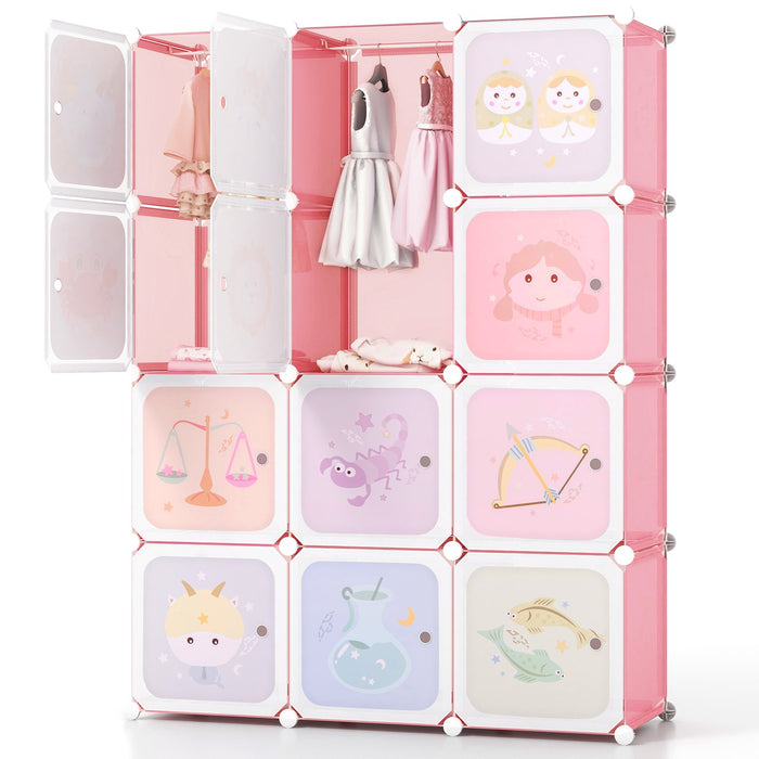 Children 12-Cube Wardrobe Baby Dresser Kids Bedroom Armoire-