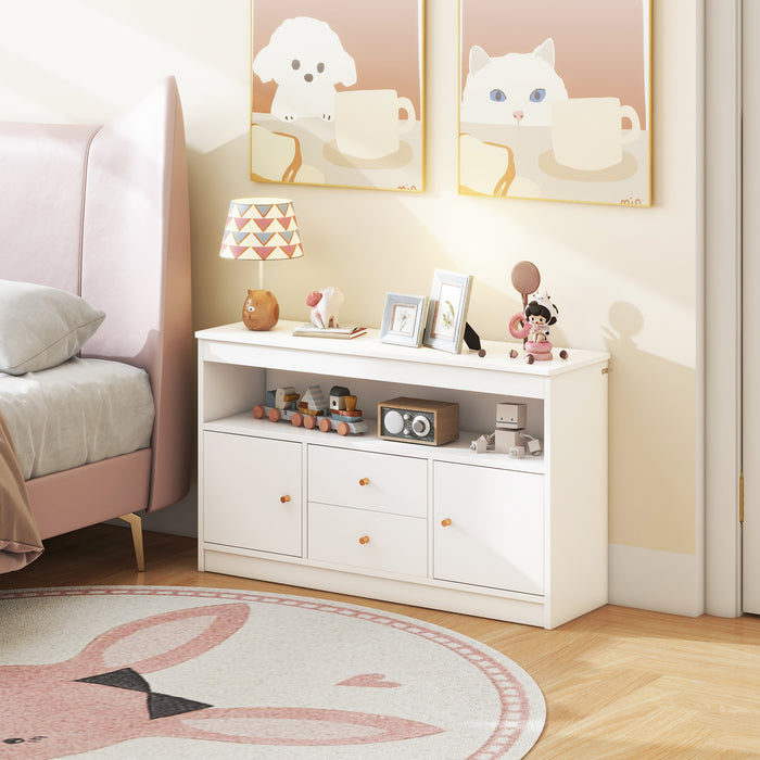 Wooden Kids Toy Children Bookshelf Storage Chest with Open Shelf-