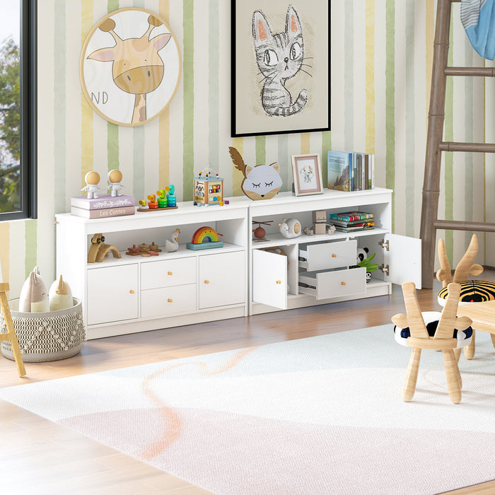 Wooden Kids Toy Children Bookshelf Storage Chest with Open Shelf-