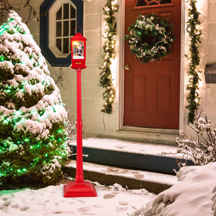 61 Inch Christmas Musical Lamp Post with Detachable Snow Globe Lantern-