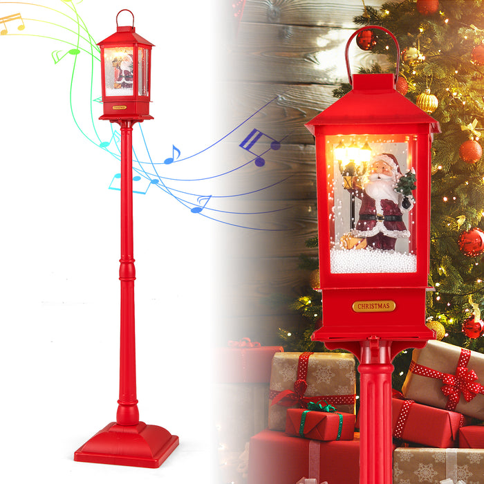 61 Inch Christmas Musical Lamp Post with Detachable Snow Globe Lantern-