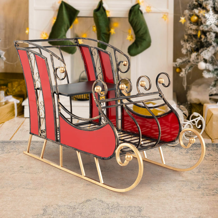 Christmas Santa Sleigh with 2-Tier Storage Shelf