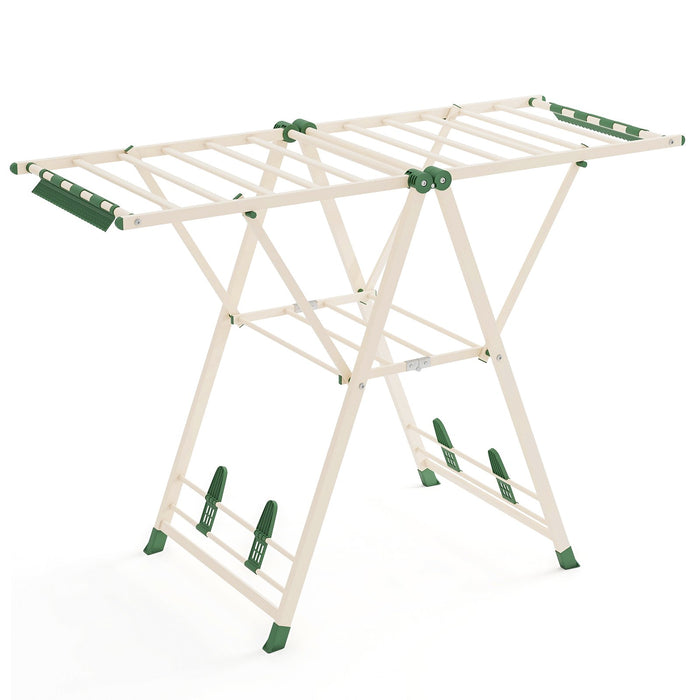 Clothes Drying Rack Foldable Laundry Drying Rack with 16 Drying Rails-White