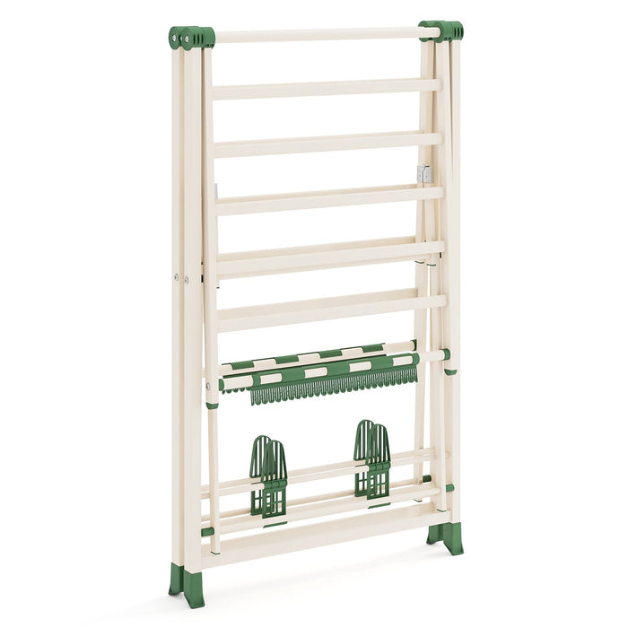 Clothes Drying Rack Foldable Laundry Drying Rack with 16 Drying Rails-White