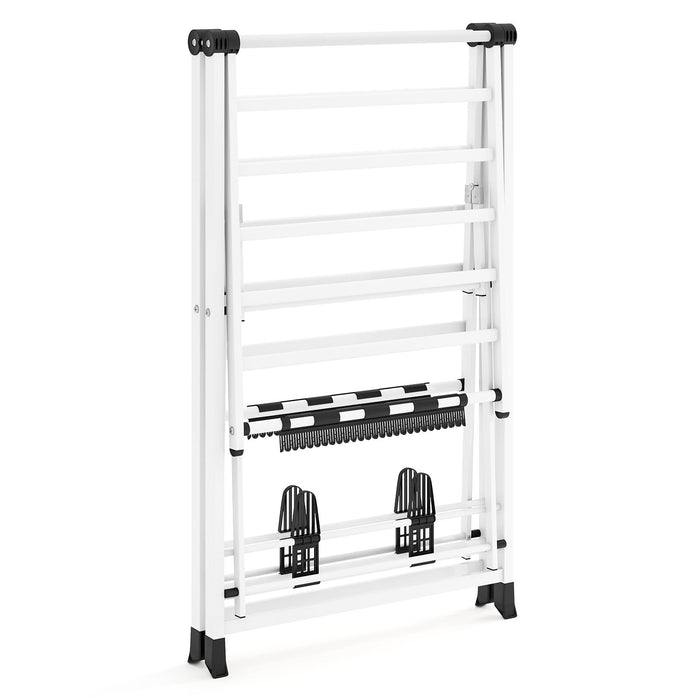 Clothes Drying Rack Foldable Laundry Drying Rack with 16 Drying Rails-White