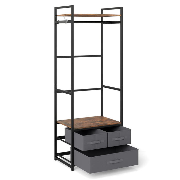 Clothes Rack with Drawers and Shelves for Entryway and Bedroom-