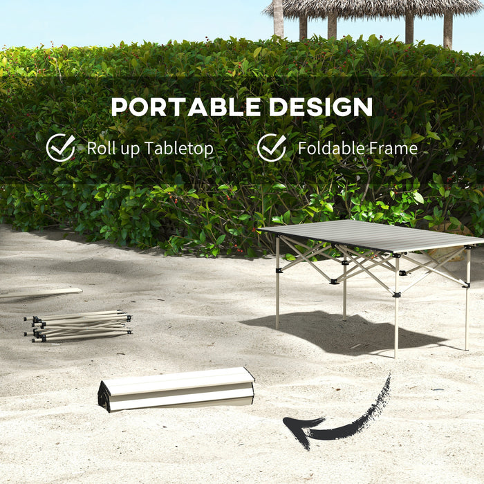 Lightweight Aluminium Folding Camping Table - Roll-Up Top Picnic Desk with Carry Bag - Ideal for Campers, Hikers, Outdoor Cooking & Anglers