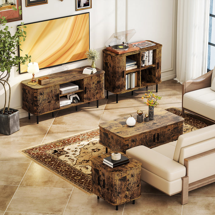 HOMCOM TV Stand Cabinet for TVs up to 55 Inches, TV Unit with Storage Shelves and Cupboard for Living Room, Rustic Brown