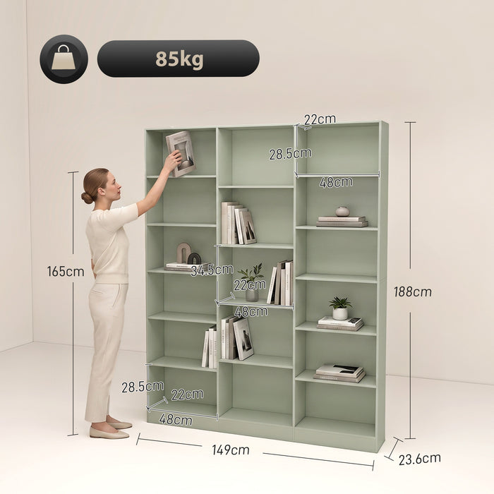 HOMCOM Bookcase with Open Storage, 6-Tier Bookshelf with Anti-Tipping Hardware, Light Green