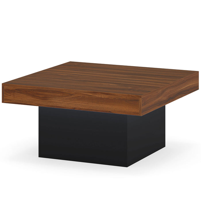 Coffee Table with LED Lights Square Center Table with Remote and 20 Static Colors-Black
