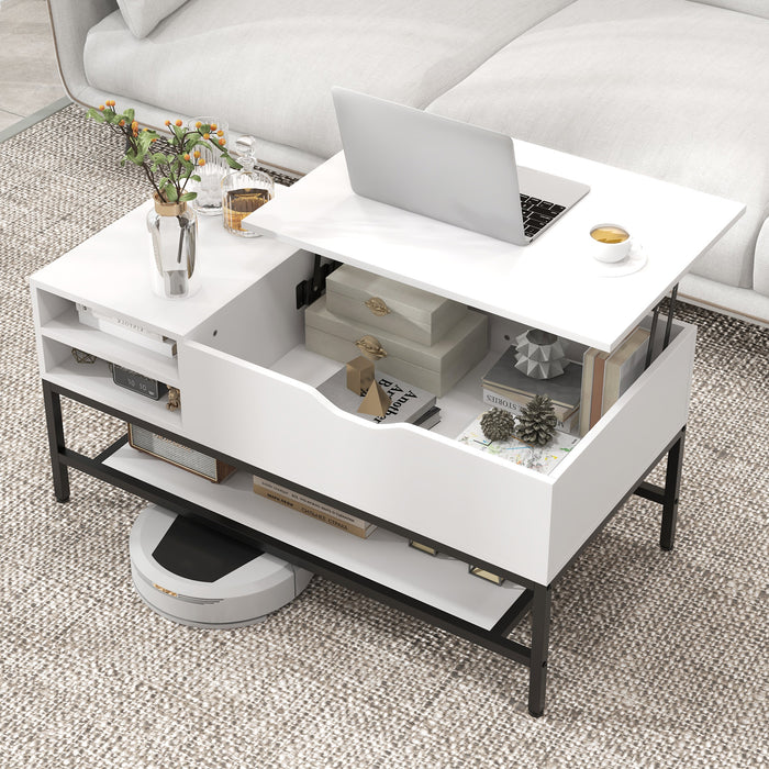 Lift Top Coffee Table with Hidden Compartment and Removable Shelf-