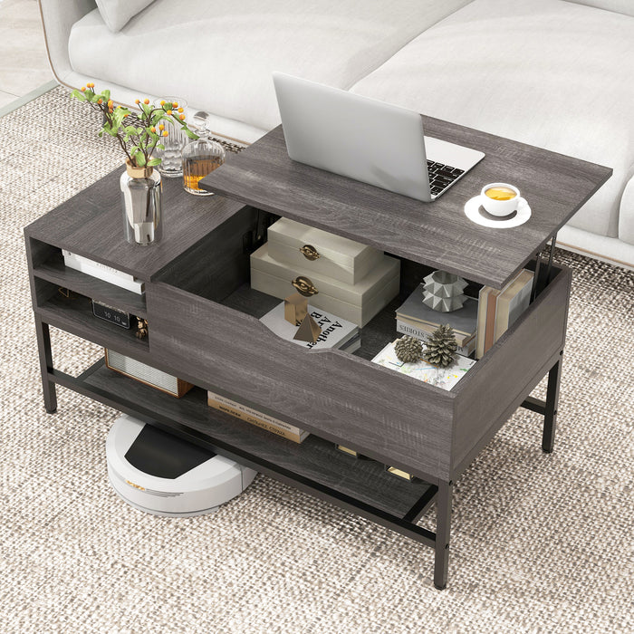 Lift Top Coffee Table with Hidden Compartment and Removable Shelf-