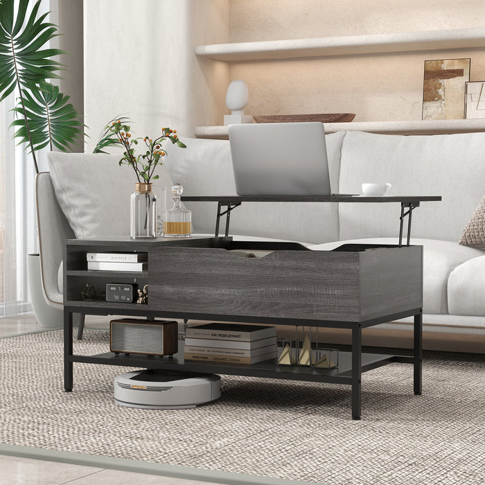 Lift Top Coffee Table with Hidden Compartment and Removable Shelf-