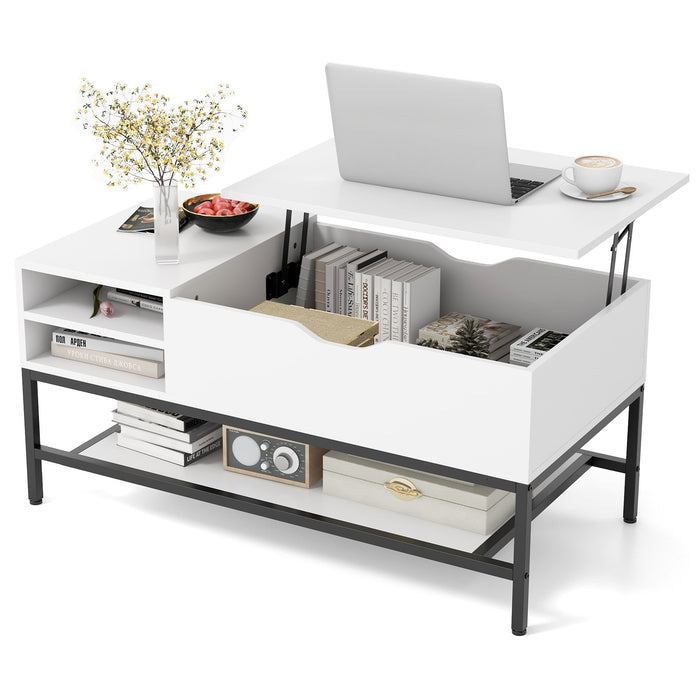 Lift Top Coffee Table with Hidden Compartment and Removable Shelf-