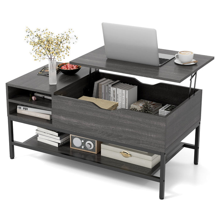 Lift Top Coffee Table with Hidden Compartment and Removable Shelf-