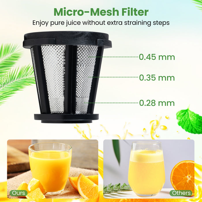 Cold Press Juicer Machine with Anti-Jam Reverse and 150W Quiet Motor-