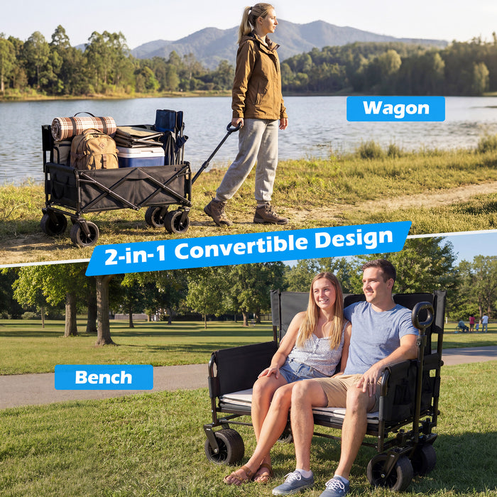 Collapsible Folding Beach Cart with Soft Cushions and Wheels-